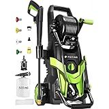 2026NEW Pressure Power Washer 4500PSI with 4 Quick Connect Nozzles, Inlet Hose & Filter, Foam Cannon for Cars/Fences/Driveways/Patios/Home Cleaning, Green