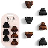 Kitsch Mini Claw Clips for Women - Tortoise & Black, 6pcs
