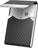 MaxGear Business Card Holder, PU Leather & Stainless Steel Business Card Case for Men or Women, Slim Name Cards Holder RFID Blocking Credit Cards Carrier with Magnetic Closure, Black Carbon