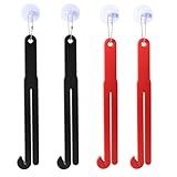 4pcs Food Bag Opener, Plastic Food Pouch Cutter and Squeezer with Stainless Steel Blade Easy Hanging Chain & Suction Cup Kitchens Tools for Home Restaurants (Black, Red)