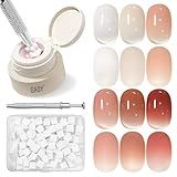 GAOY Cushion Ombre Painting Gel Kit, 6 Colors Gradient Patting Gel Polish with Sponges and Grabber Tool, for Ombre Nails Aura Blush Blend Nail Art Home & Salon Use, Pigmented No Wipe, Blush Girl