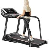 UMAY Fitness Treadmill with 3-Level Incline, Treadmills for Home Auto Folding with Pulse Sensors, 300 LBS Capacity, 3.0HP Quiet Brushless, Max 8.7 MPH (Treadmill with handrail) (Black)