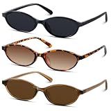 KUGUAOK Retro Oval Sunglasses for Women 90s Design Small Cat Eye Sun Glasses UV Protection Y2k Trendy Narrow Shades