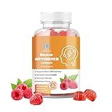 Brain Optimizer Gummies - Brain Supplement for Memory, Focus & Attention - Cognitive Support with Magnesium, Omega 3, Ashwagandha - 90 Count Raspberry Flavor