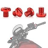 Xitomer 4 PCS M10x1.25 Mirror Hole Plugs, Fit for NC750S MT/ CB1000R/ Grom MSX125, Z250SL/ Z400/ Z125, Speed Triple 1050 and so on, Aluminum CNC (Red)