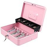 xydled Cash Box with Key Lock, Metal Money Box, Safe Storage box, Pink