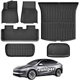 Weize New 2025 2026 Tesla Model Y Juniper Floor Mats and Cargo Liners 5-Seat All Weather Non-Slip Floor Liners and Cargo Trunk Mats Accessories, Set of 6 Mats (ONLY for Tesla Model Y Juniper)