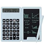 Desk Portable Basic Calculator with Notepad and Stylus, 12 Digit Large Display Multi-Function for Office, School, Home & Basic Financial (Blue)