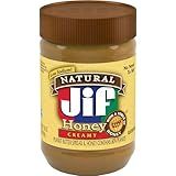 Jif Natural Creamy Peanut Butter Spread and Honey – Contains 80% Peanuts, 16 Ounces