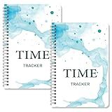 INKNOTE 2Pcs Time Tracker Log Timesheet Notebook Spiral Management LogBook for Effectively Track and Plan Your Day 9 X 6.1inch-100 Pages