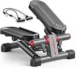 UTRYUP Mini Stepper for Home Exercise, Compact Hydraulic Stair Stepper with Resistance Bands, Quiet Fitness Machine with LCD Monitor, 300 lbs Weight Capacity (MR-2433)
