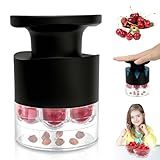 Cherry Pitter Multiple, Quick Release Multi Cherries Stoner Pitter 7-in-1, Push Button Cherr'y Core Pit'ter Tool with Splatter Protector, Pit Seed Remover for Making Jam Cherry Dishes (Black-7-Hole)