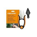 Fiskars Herb Garden Scissors, 5" Garden Shears, Handheld Herb Snips with Sheath and SoftGrip Handle, Dishwasher Safe
