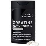 Sports Research® Creatine Monohydrate Capsules - Supports Workout Recovery, Lean Muscle gain, Performance and Strength* - Non-GMO, Vegan Certified - 5g per Servings - 30 Servings