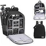 Cwatcun Camera Backpack Bag Professional for SLR DSLR Mirrorless Camera Waterproof Camera Case Compatible with Sony Canon Nikon Camera and Lens Tripod Accessories (Ⅱ Small Black)
