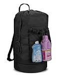 Dalykate Backpack Laundry Bag, 115L Large Hamper with Shoulder Straps, Drawstring Closure, Mesh Pocket, Black
