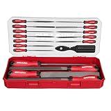 CAFFORIK 27PCS Metal File Set, Flat/Half-round/Round/Triangle Steel Files,12PCS Needle Files,10PCS Sandpapers, Wire Brush. Work for Metal, Wood and More