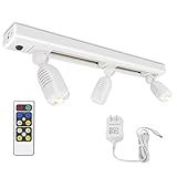 HONWELL Track Lighting LED Spotlights with 3 Rotatable Lights Heads, Under Cabinet Counter Lighting Plug in Accent Lights Remote Controlled Ceiling Track Light for Wall Picture Artwork Display