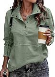 SHEWIN Women Fall Sweatshirt Oversized Pullover Tops, Geen, Size L B Green