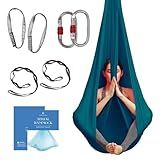 Aum Active Aerial Silk Yoga Hammock & Swing for Home, Inversion Exercises, Starter Kit for All Levels - Durable with Extension Straps, Carabiners, and Pose Guide