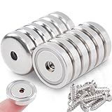 12 Pcs Neodymium Cup Magnet with Holes, 22 lbs Pulling Force 0.79"(20 mm) Strong Rare Earth Magnets Round Heavy Duty with Countersunk Hole, for Wall Hanging, Tool Room, Workplace, Kitchen
