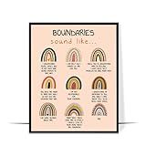 LOLUIS Mental Health Poster, Boho Therapy Tools Educational Supplies Art Print Classroom School Office Decor (Boundaries, Unframed 8"x10")