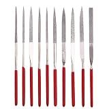 YAKAMOZ 10pc Mini Diamond Metal Files Set - Micro Round Needle, Triangular Square Flat Riffler Files for Jewelry, Wood, Stone, Glass - 3x140mm