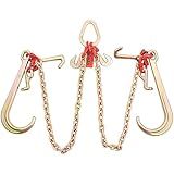 VEVOR G80 V Bridle Chain, 5/16 in x 3 ft Towing Chain Bridle with J Hooks and T Hooks, Heavy Duty Transport Tow Chain Bridle with 10800 lbs Safe Working Load Ideal for Flatbed Truck Wrecker Recovery