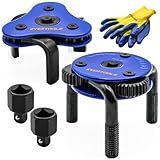 Evertools Universal Oil Filter Removal Tool - Adjustable 2-1/2" to 4" & 3" to 5-1/2", Oil Filter Wrench Set with a Pair of Gloves for Cars, Trucks, Tractors, Engines, Conduit & Fittings
