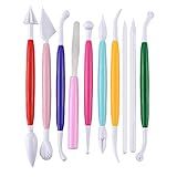 Outus 10 Pieces Plastic Clay Tools Clay Sculpting Modeling Double Head Ceramic Pottery Tool Kit Cook Decorating Tools for Crafts DIY Shaping and Sculpting, Assorted Colors