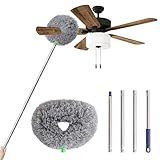 BOOMJOY Ceiling Fan Cleaner Duster, Fan Blade Cleaner with Extension Handle, 13 to 49.7" Pole for High Ceiling and Wall
