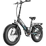 Gotrax R3 20"*4" Folding Electric Bike with 70 Miles (Pedal-assist1) by 48V Battery, 20Mph Power by 500W, LCD Display and 5 Pedal-Assist Levels, 7-Speed&Front Shock Absorber for Off-Road Bicycle Black