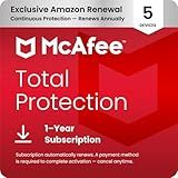 McAfee Total Protection 5-Device 2025 Ready | Security Software Includes Antivirus, Secure VPN, Password Manager, Identity Monitoring | 1 Year Subscription with Auto Renewal