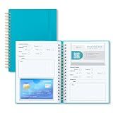 OneSky Business Card Organizer with Notes, 64 Slots, 5 x 7 in, Lake Green