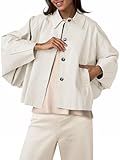 Cicy Bell Womens Cropped Jacket Lightweight Batwing Sleeve Trendy Casual Short Trench Coats Button Up Outerwear