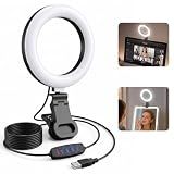 Ring Light for Computer Video Conference - Webcam Light for Monitor Clip On Remote Working Distance Learning Zoom Call Self Broadcasting and Live Streaming Influencer Light Laptop Video Conferencing
