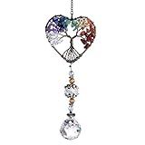 H&D HYALINE & DORA Suncatcher Window Hanging Tree of Life Heart Shaped Crystal Ball Prism Drop Pendant