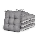 Love's cabin Memory Foam Chair Cushions Set of 4, 15.5"x15.5"x3.5" Indoor & Outdoor Seat Pads for Dining, Kitchen, Office, Patio Chairs - Grey