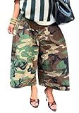 Wide Leg Denim Pants for Women Camouflage Plus Size Loose Y2k Jeans Streetwear Harem Camo Balloon Cargo Trousers