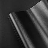 LXCREAT Refrigerator Appliance Wraps Peel and Stick Wallpaper Black Metallic Brushed Stainless Steel Contact Paper Heat Resistant Self-Adhesive Wallpaper for Dishwasher Oven 15.7" X 78.7"