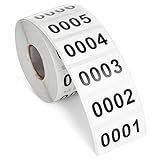 Juvale Number Stickers Roll - 1.6 x 0.8 in, White Vinyl, 1000 Count - Inventory Tags for Warehouse & Office - Vinyl Number Stickers for Inventory Count & Asset Tags for Equipment