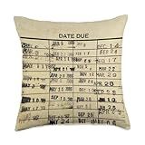 Library Due Date Cards Stamp Book Return Librarian Vintage Throw Pillow