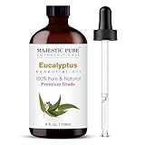 Majestic Pure Essential Oil with Glass Dropper - 100% Pure and Natural - Essential Oils for Diffuser, Aromatherapy, Soap and Candle Making, Eucalyptus Essential Oil, Eucalyptus Oil, 4 Fl Oz