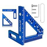 3D Multi-Angle Measuring Ruler, 0°-90° Aluminum Alloy Measuring Ruler, Woodworking Square Measuring Tool (4.40 inch, Blue)
