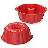 SILIVO 8 inch Silicone Bundt Cake Pans (2 Pack) - 6 Cup Nonstick Silicone Bundt Pans for Jello, Monkey Bread and Bundt Cake
