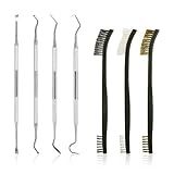 Accmor Universal Gun Cleaning Tools Kit Set Including 3 Pcs Double-Ended Brass Steel Nylon Bristle Scratch Brushes & 4 Pcs Stainless Steel Cleaner Picks