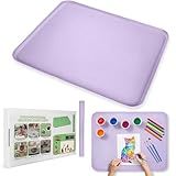 Extra Large Silicone Painting Mat for Crafts, 24”x 19” Waterproof Art Mat with Raised Sides, for Paint, Clay Playdough, & Jewelry-Making (Purple)