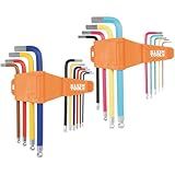 Klein Tools CBLS19 Long Ball-End Hex Key Wrench Set, SAE and Metric, L-Style, Color-Coded Powder-Coat, 3/32 to 3/8-Inch and 1.5 to 10 mm, 19-Piece