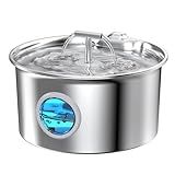 Cat Water Fountain Stainless Steel: 2.6L Cat Fountain for Drinking - Pet Water Fountain for Cats Indoor - Automatic Pet Water Dispenser Bowl - Best Auto Feeding Supplies Gift for Small Dog Large Kitty