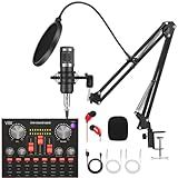 Podcast Equipment Bundle, BM-800 Recording Studio Package with Voice Changer for Gamer and All-in-One DJ Mixer, Perfect for Laptop Computer Vlog Living Broadcast Live Streaming YouTube TikTok